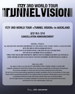 ITZY's TUNNEL VISION Concert in Auckland Canceled Due to Unforeseen Circumstances